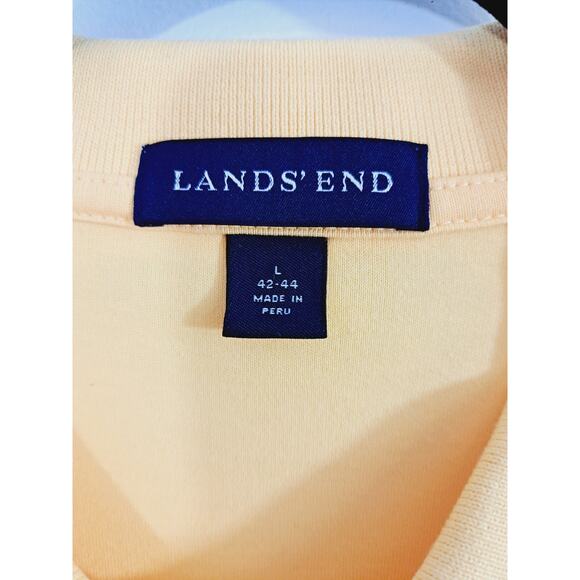 Land's End Men's Yellow Jersey Knit Polo Shirt Size Large 42 44 Comfort - Picture 2 of 4